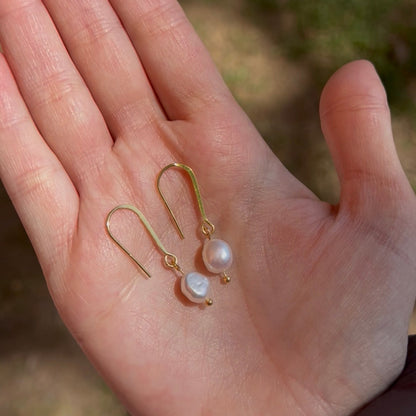 Sterling Silver, Gold-Plated Pearl Drops