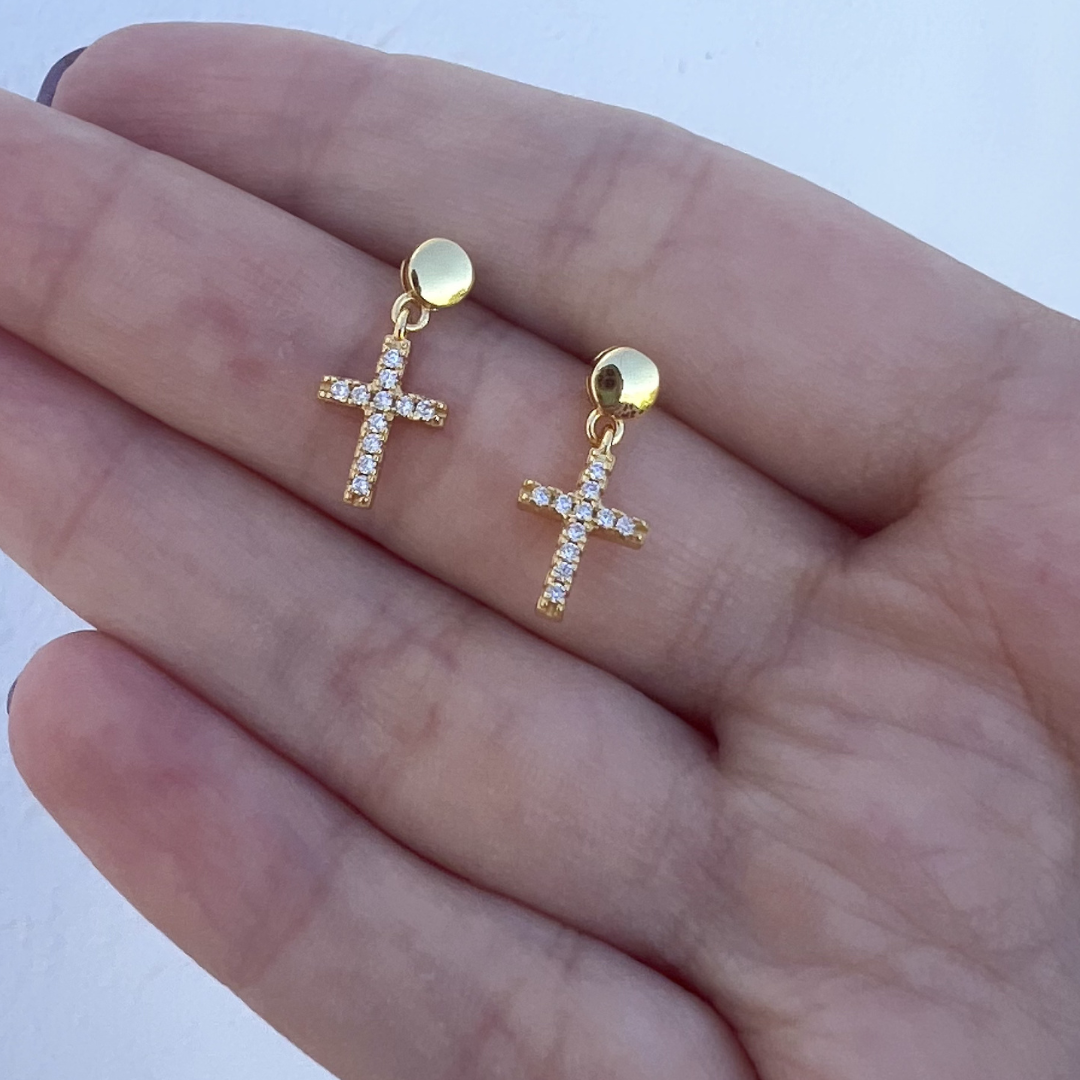 Gold Plated Cross Earrings