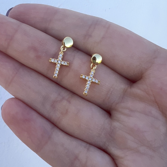 Gold Plated Cross Earrings